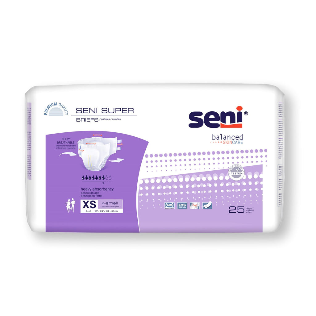 Seni® Super Heavy Absorbency Incontinence Brief, Extra Small S-XS25-BS1