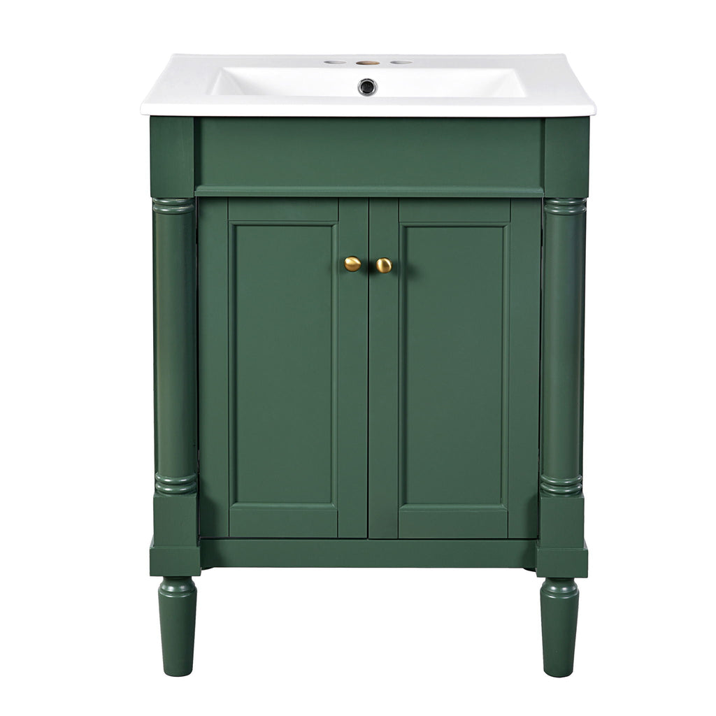 Bathroom Vanity With Top Sink, 2 Tier Storage Cabinet