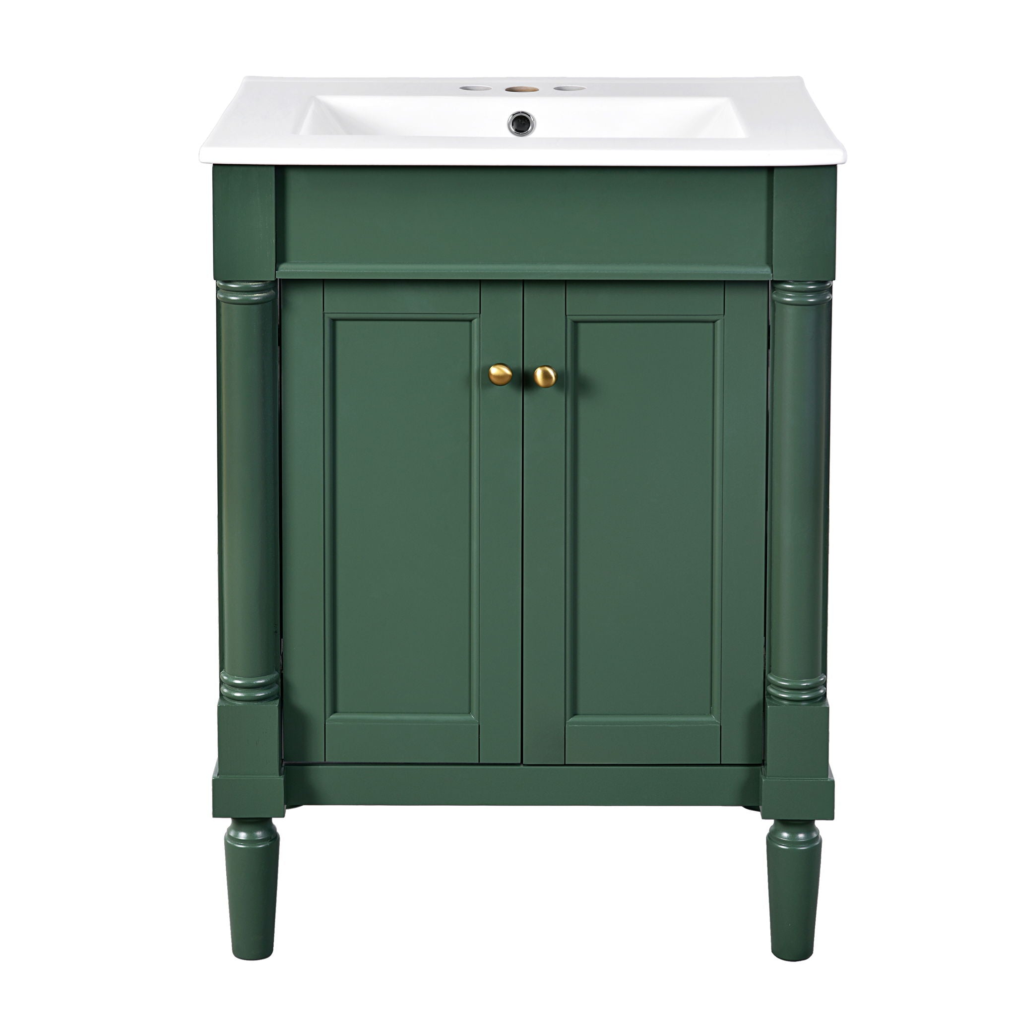 Bathroom Vanity With Top Sink, 2 Tier Storage Cabinet