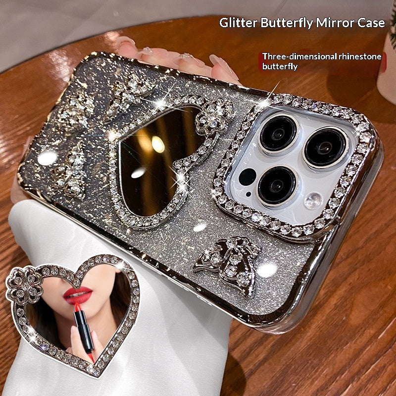 New-style Phone Case With An Electroplated Heart-shaped Mirror