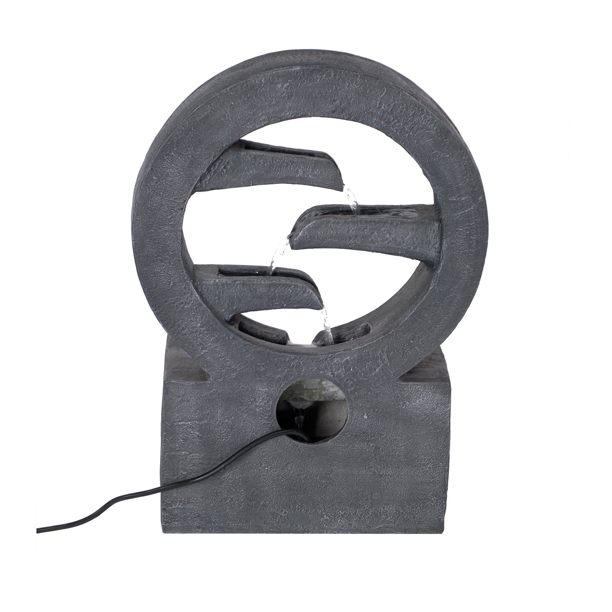26.77'H Gray Circular Polyresin Outdoor Water Fountain with LED Light