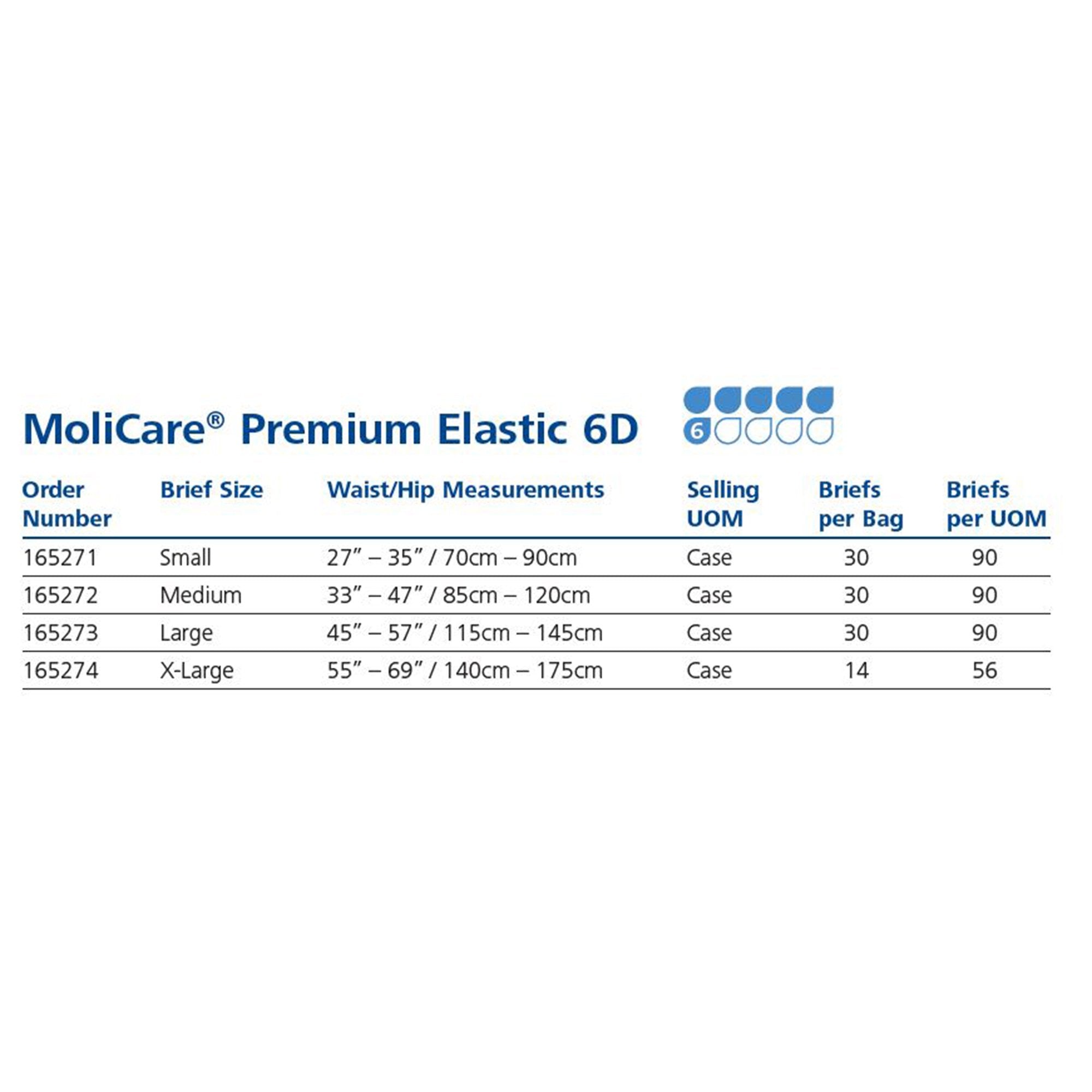 MoliCare® Premium Elastic 6 Drop Absorbency Incontinence Briefs, Large 165273