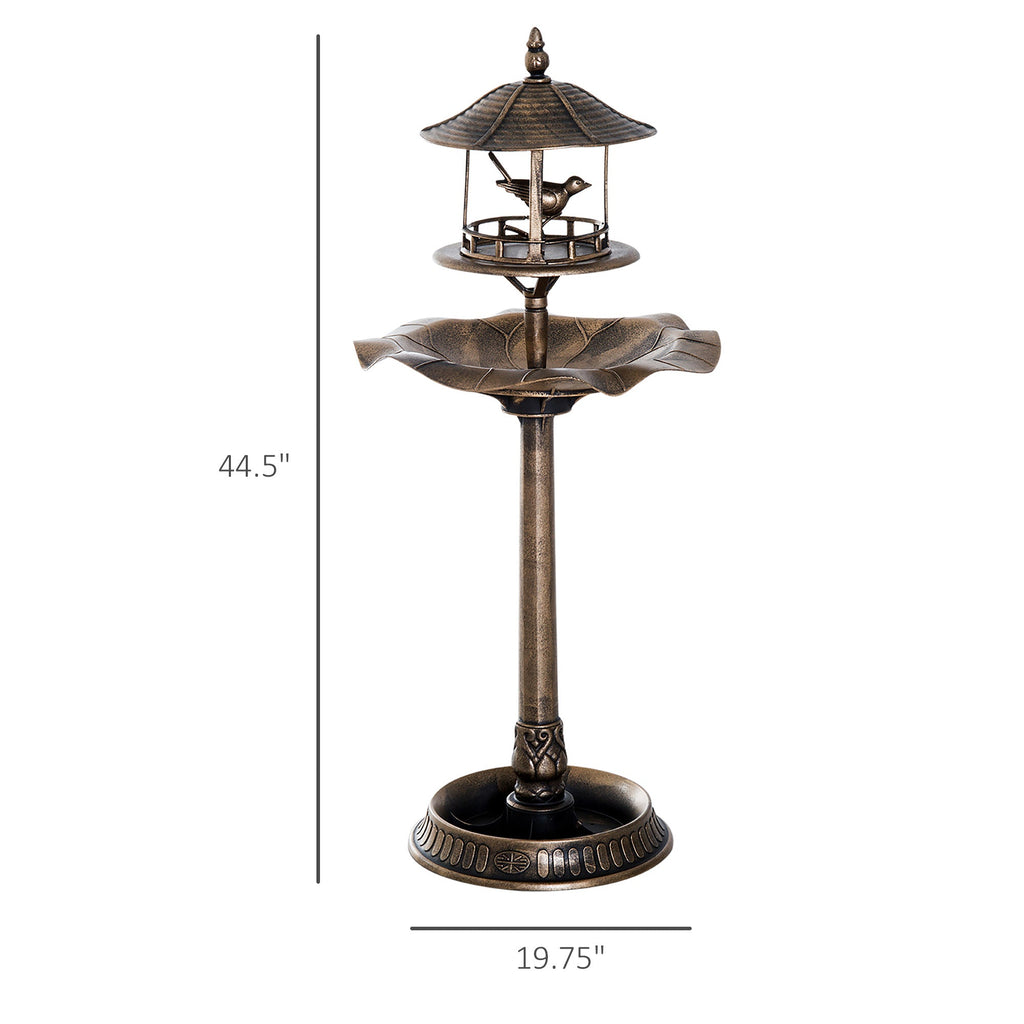 Outsunny 3-in-1 Garden Bird Bath Bowl Pedestal with Feeder