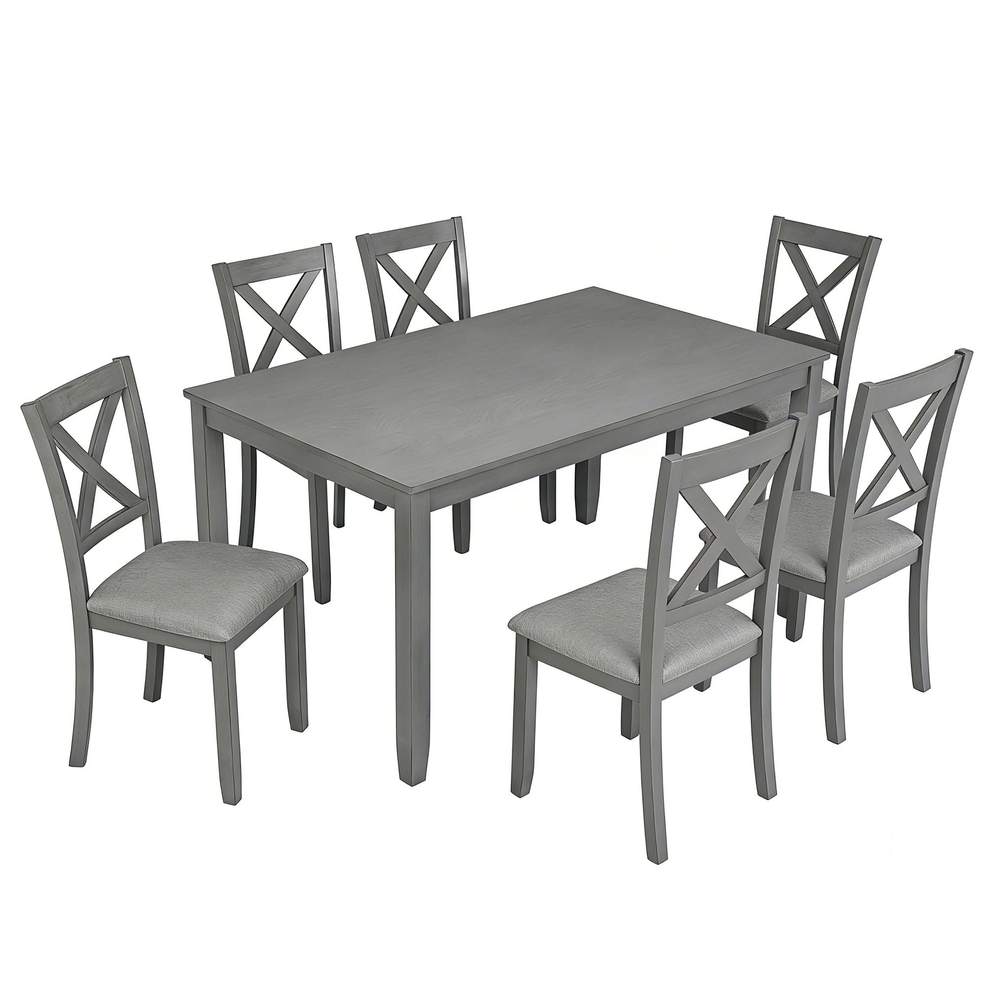 6 Pieces Kitchen Dining Set, Rectangular Wooden Dining Table With 4 Chairs And A Bench