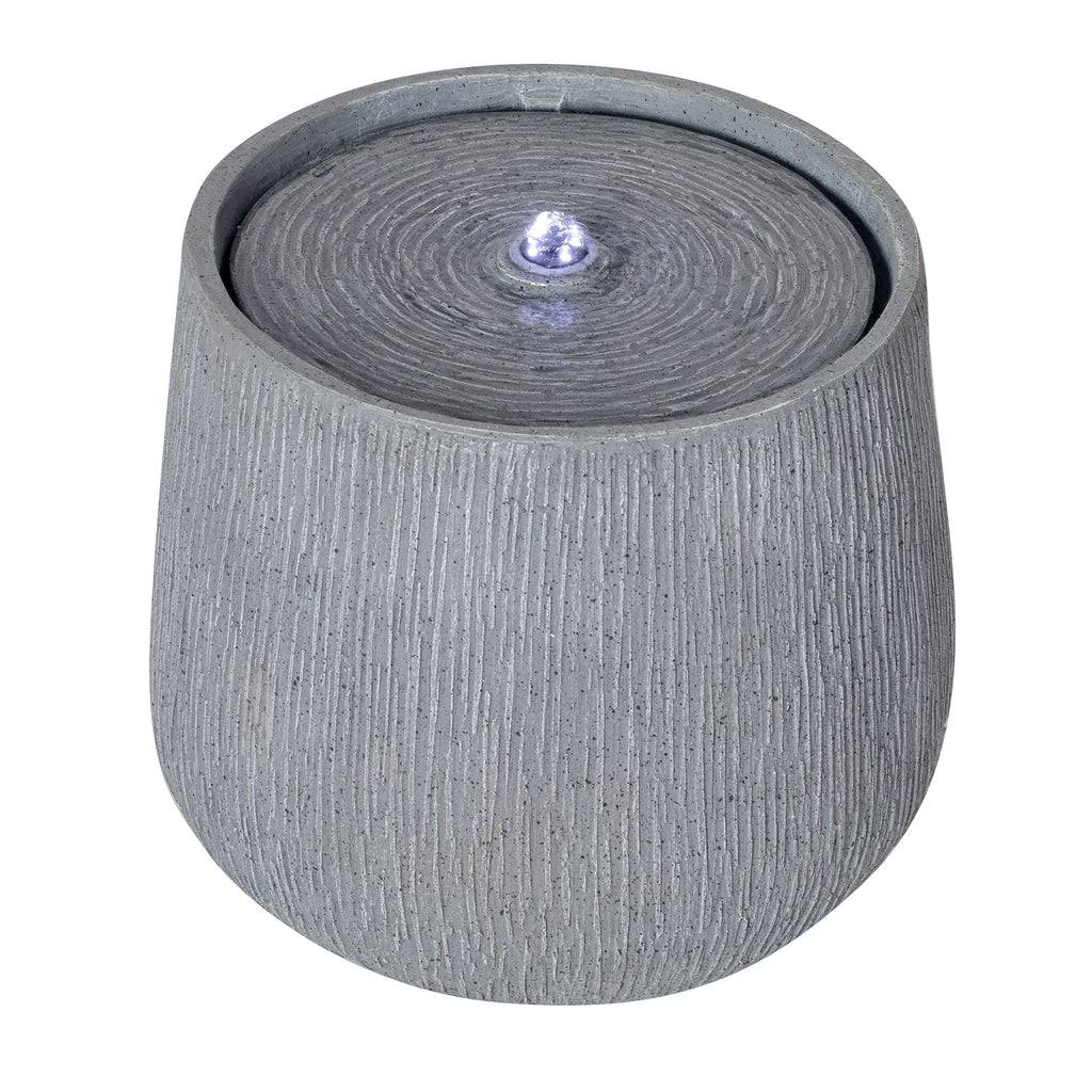 12.99" Gray Polyresin Outdoor Water Fountain with LED Light