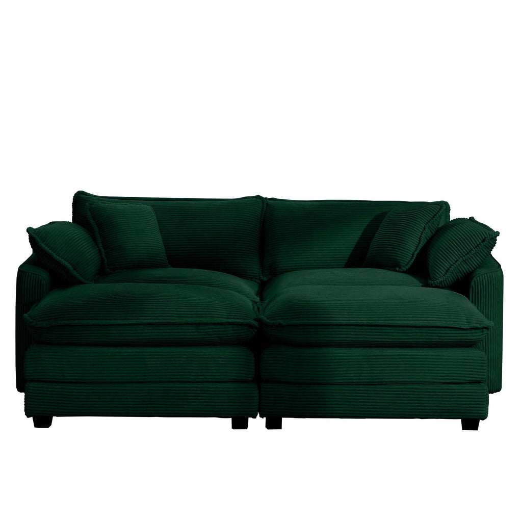 Modern Oversized Modular Cushion Sofa With Ottoman, Low Back, Deep Seating Sofa Set