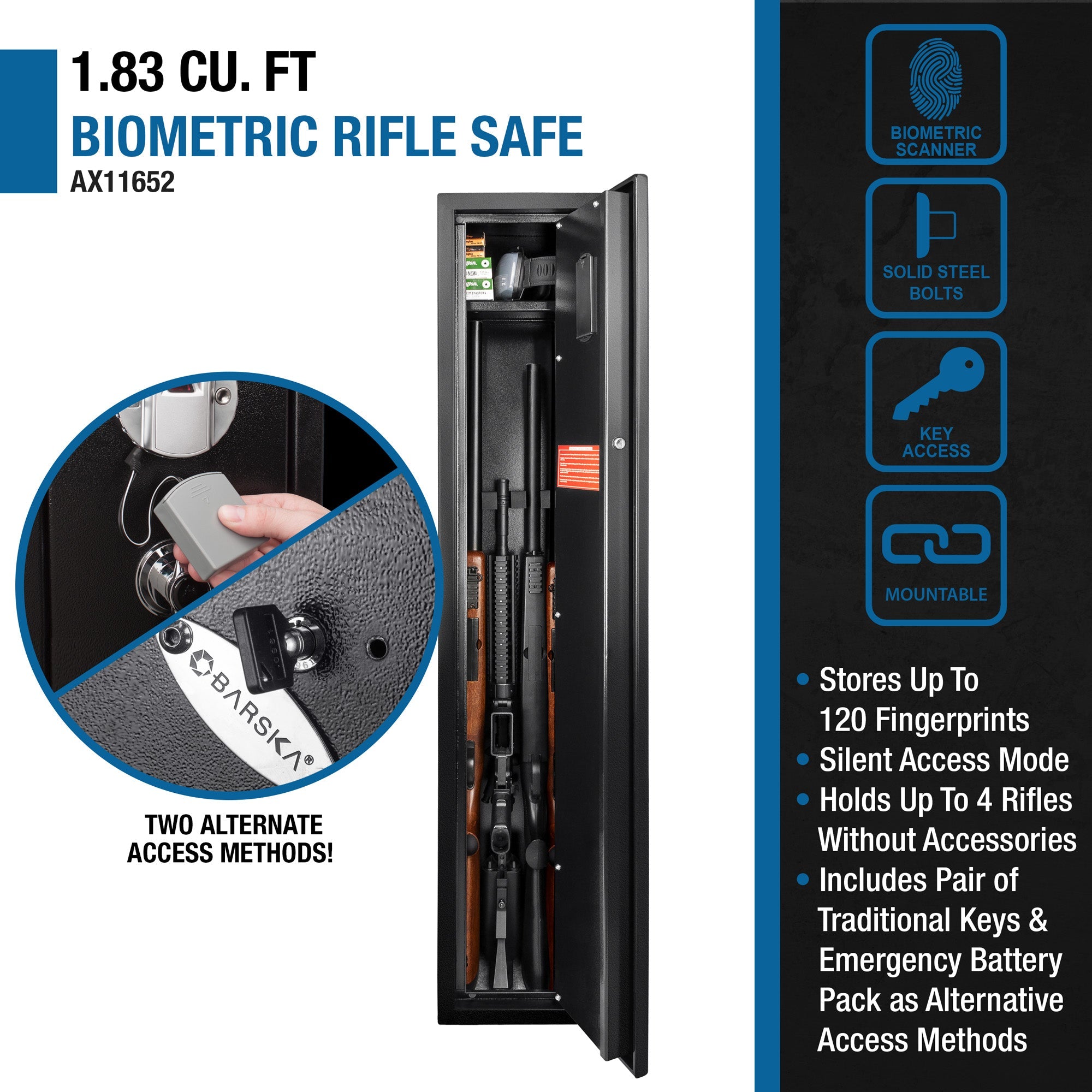 1.83 Cu Ft Biometric Rifle Safe