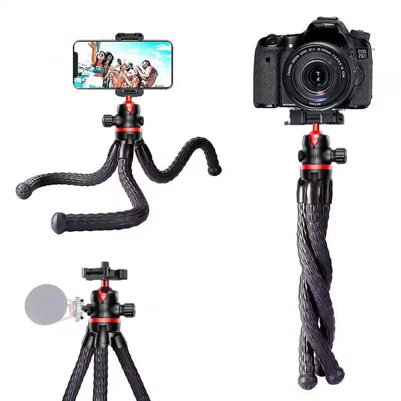 BSLIUFANG 2026 new Flexible Octopus Tripod 2in1 Design Tripod With Phone Holder Side Cold Shoe 1/4'' Screw for Phone Camera DSLR