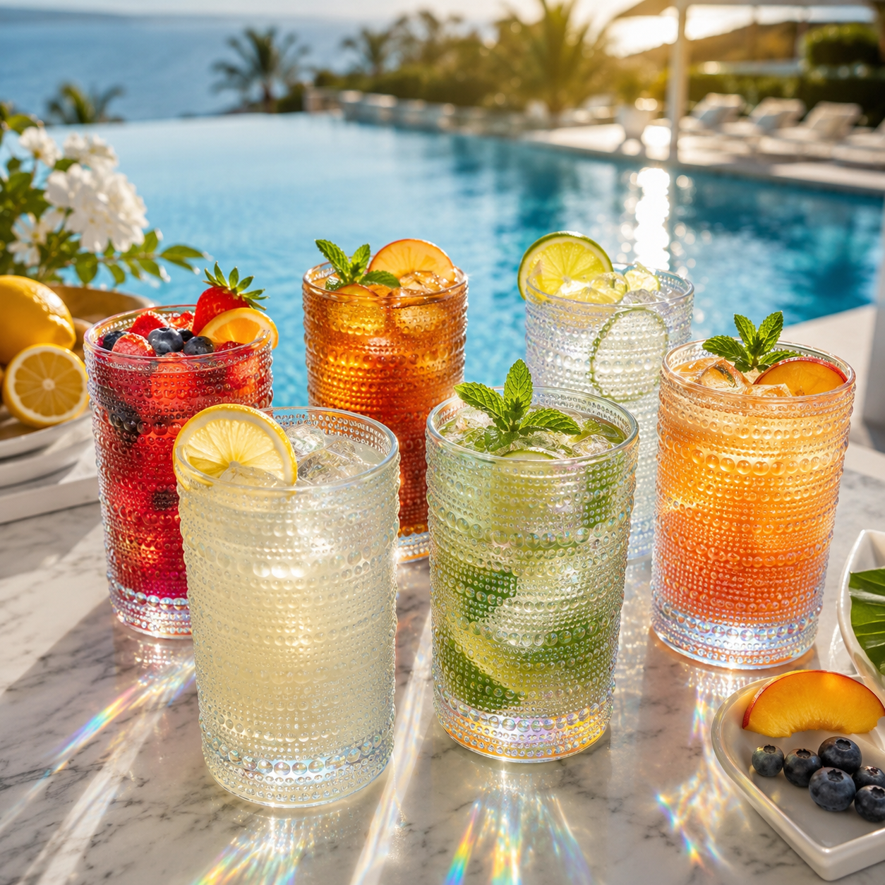 Classica Hobnail Highball Glassware, Set of 6