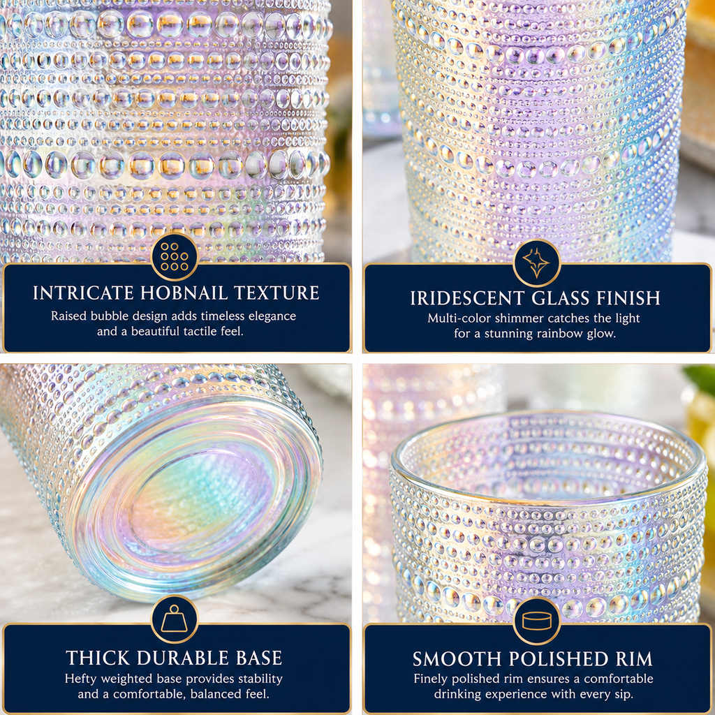 Classica Hobnail Highball Glassware, Set of 6