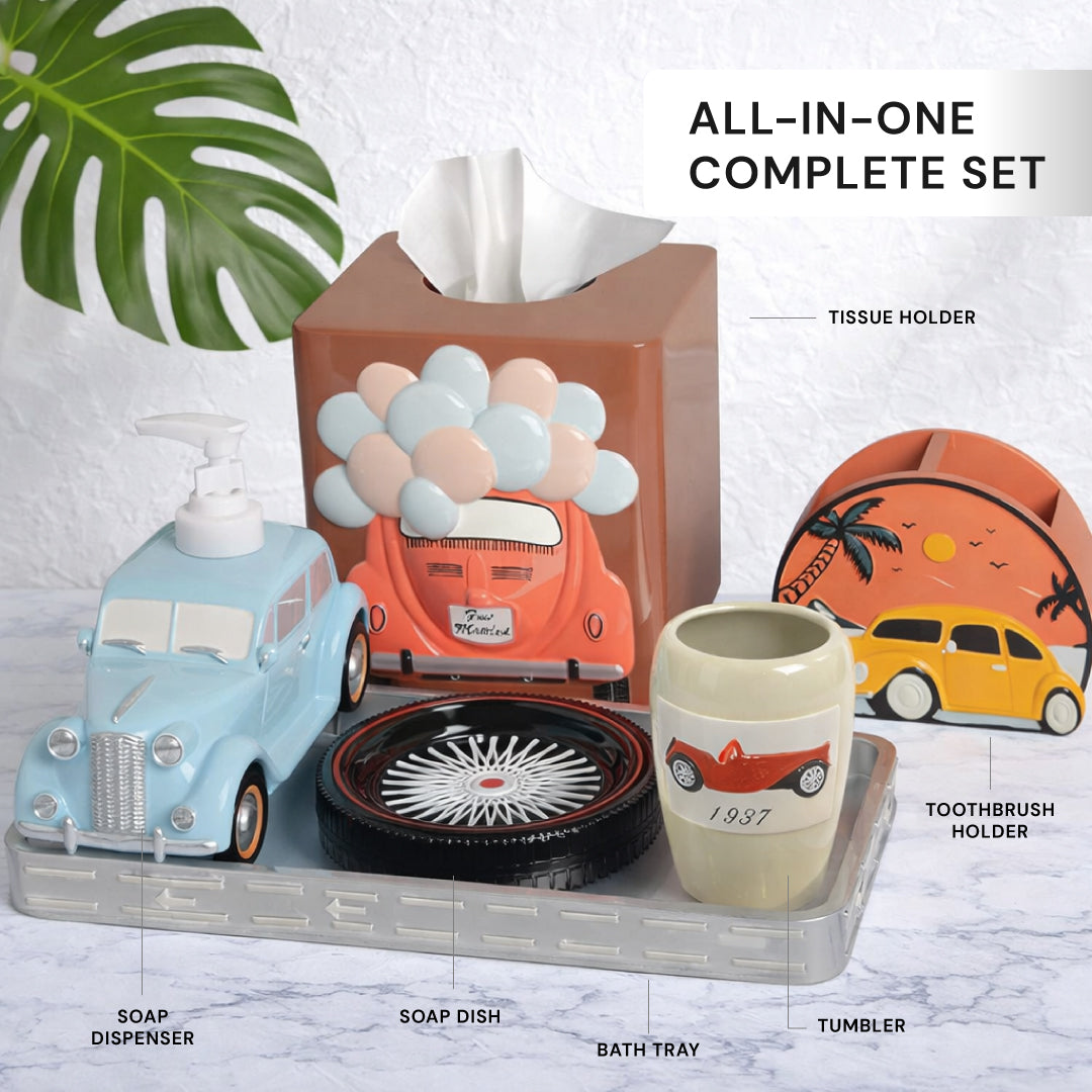 The Racer Collection – Elegant Modern Bathroom Décor Accessories Set of 6
