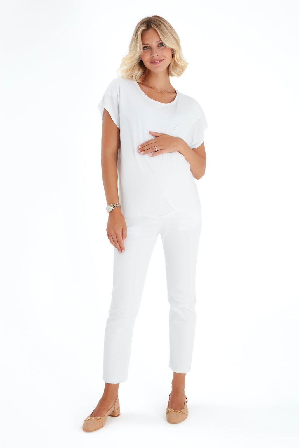 Graceful Non-Denim Foldover Waistband Maternity Pants