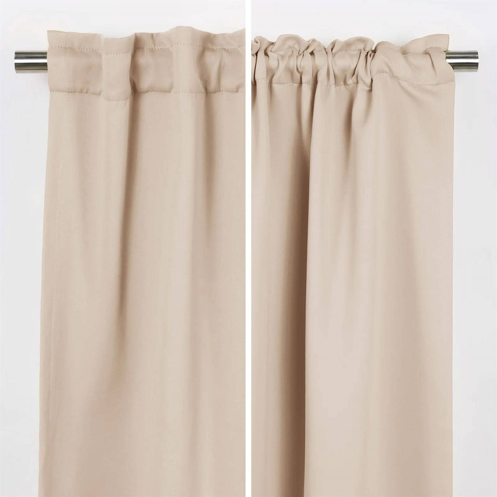 52 x 84 inch Solid Beige Cream Thermal Blackout Curtain Panels - Set of 2