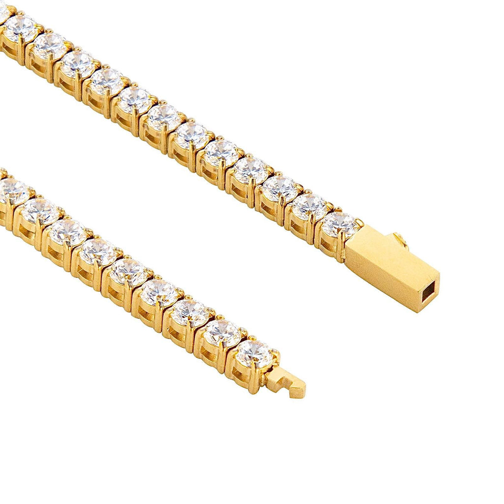 BG400G B.Tiff 4mm Gold Tennis Bracelet - Thin