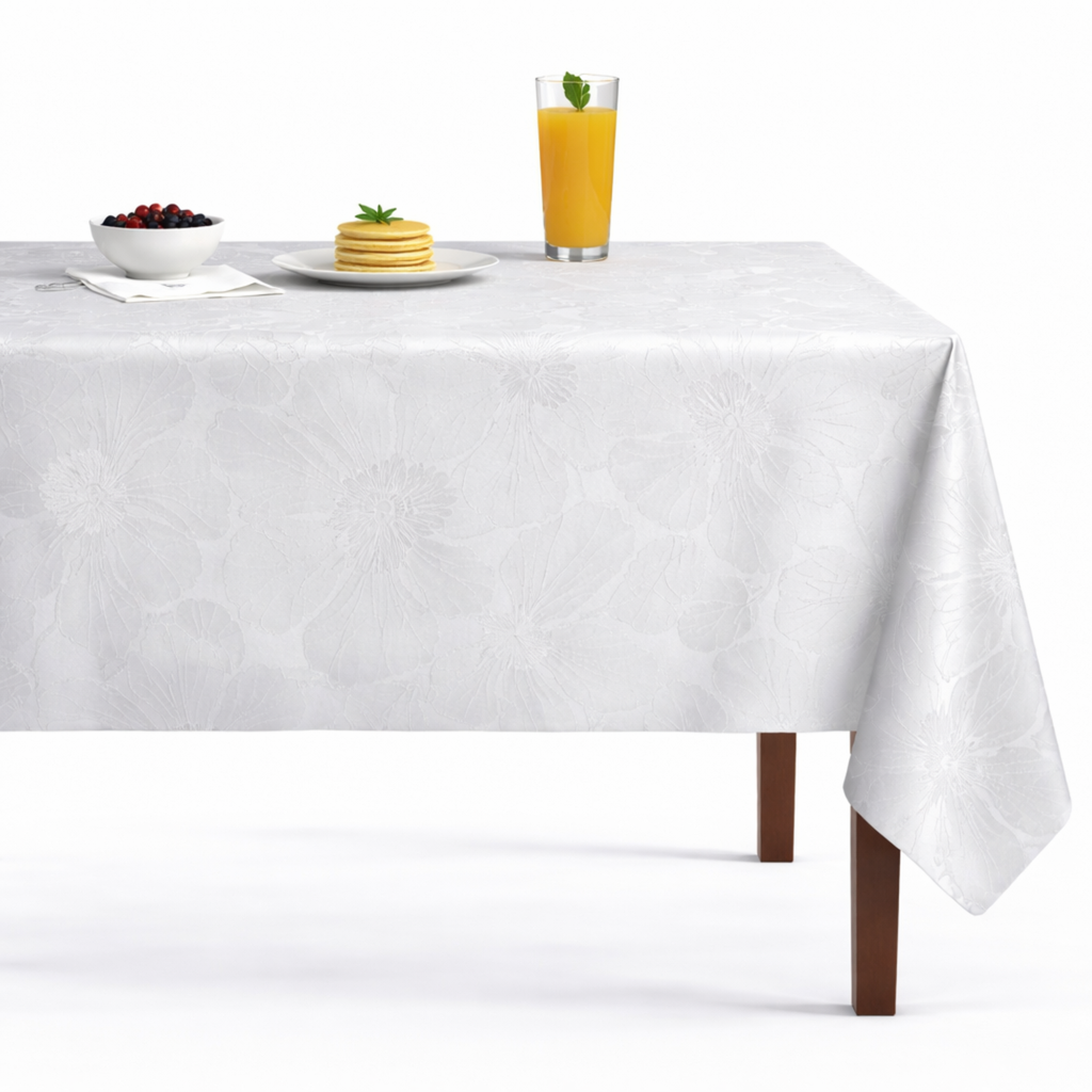 Cambridge Floral Jacquard Tablecloth - Crystal