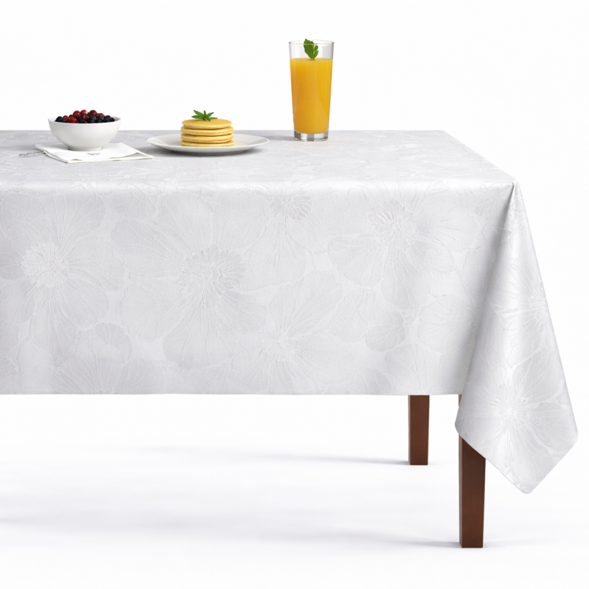 Cambridge Floral Jacquard Tablecloth - Crystal