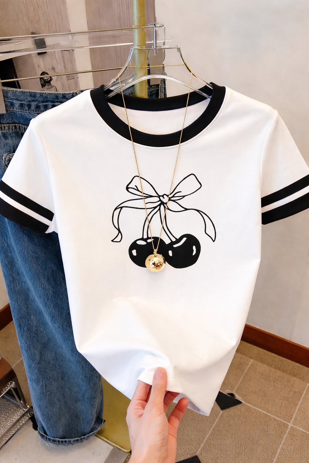 Cute Cherry Bow  T-Shirt