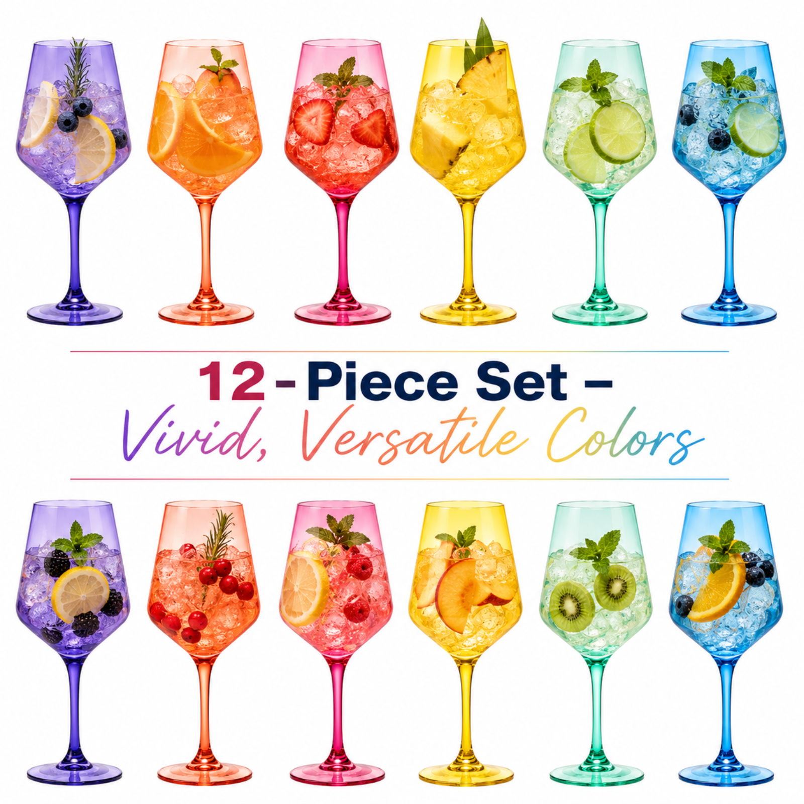 Madrid Acrylic Stemmed Wine Glassware, Set of 12