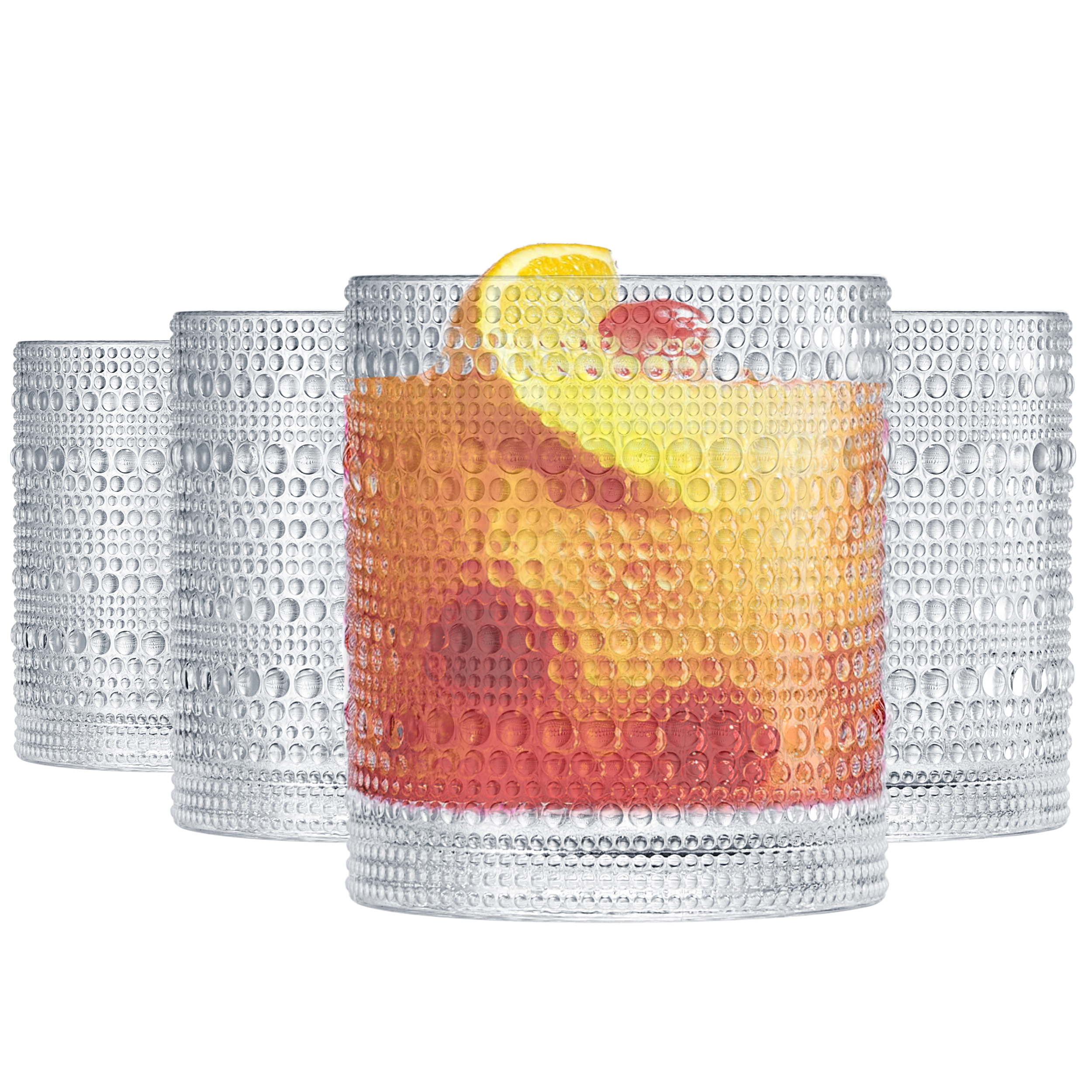 Barcelona Acrylic Hobnail Lowball Whiskey Glassware, Set of 4