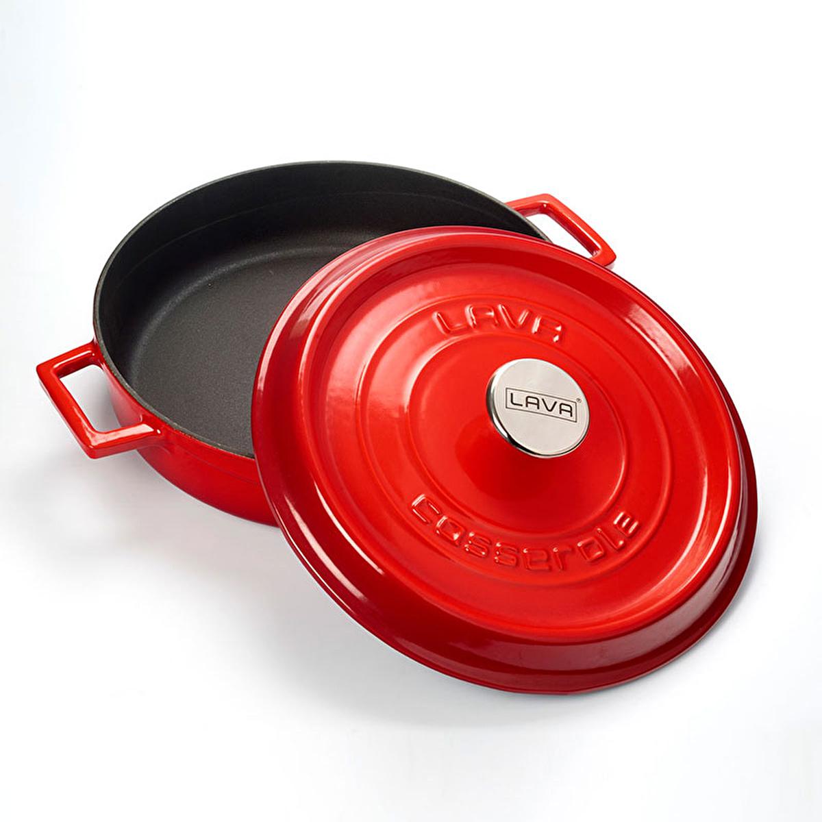 LAVA Cast Iron Cookware - 28cm Enamel Coated Round Cookware for Durable Cooking