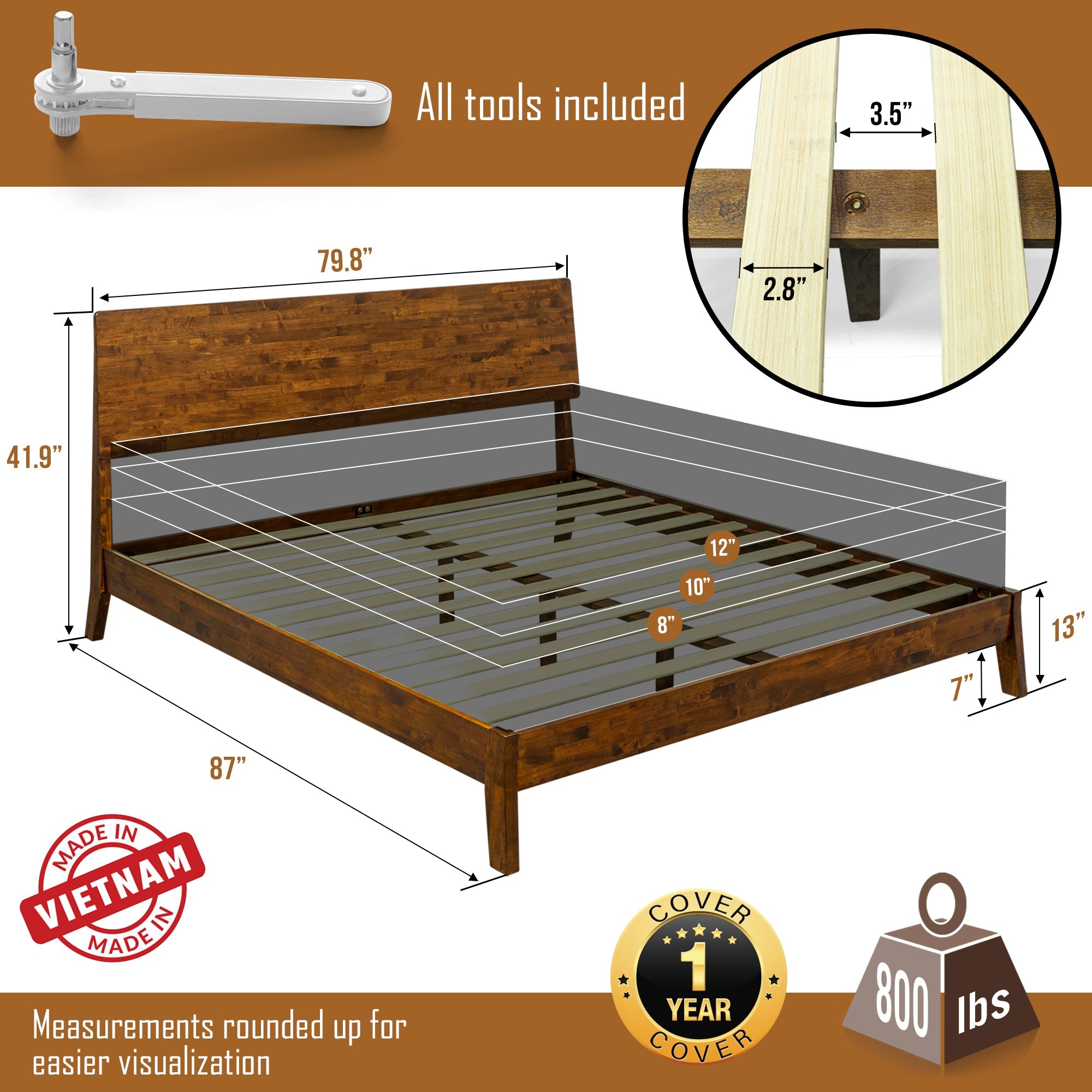 Serenity Solid Wood Bed Frame
