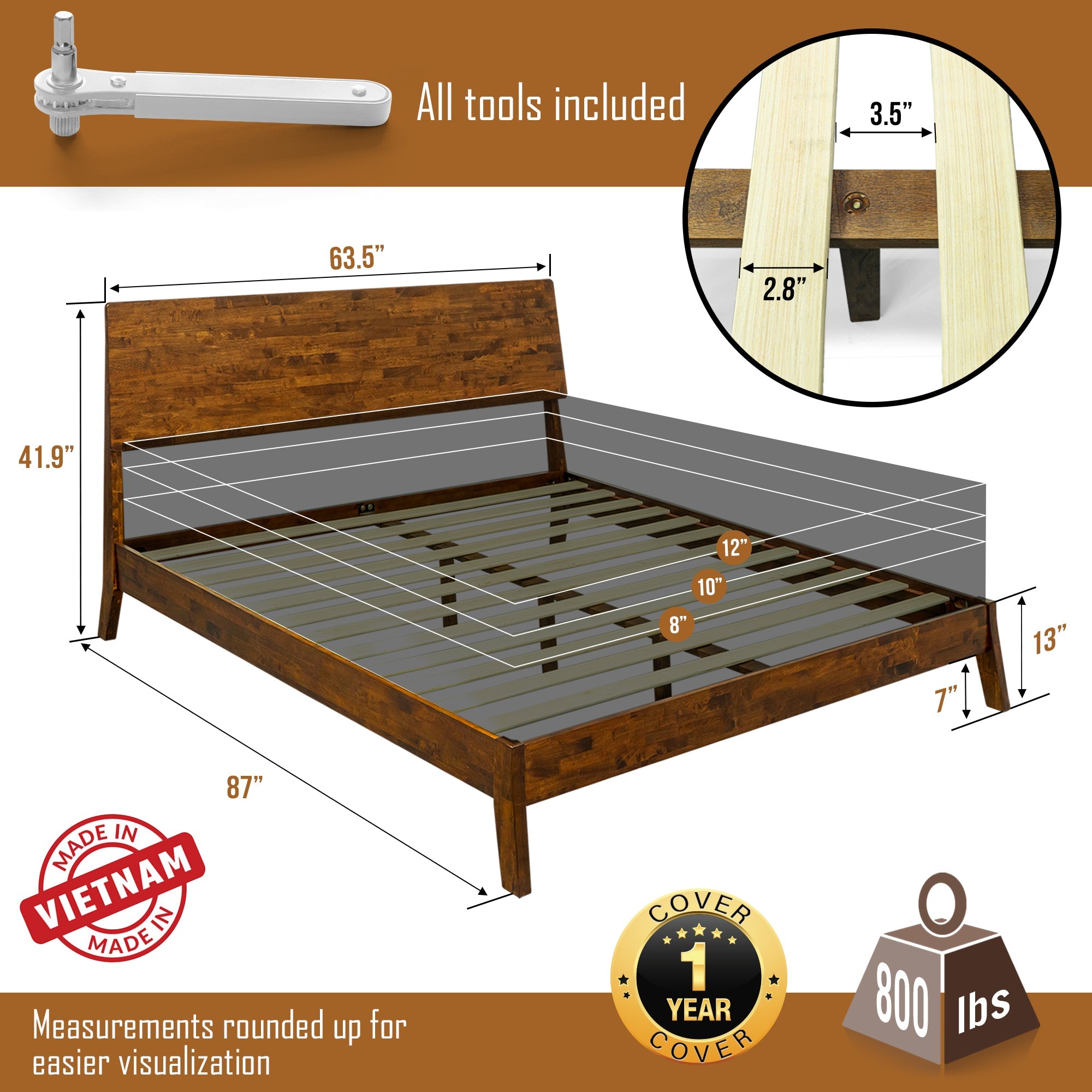 Serenity Solid Wood Bed Frame