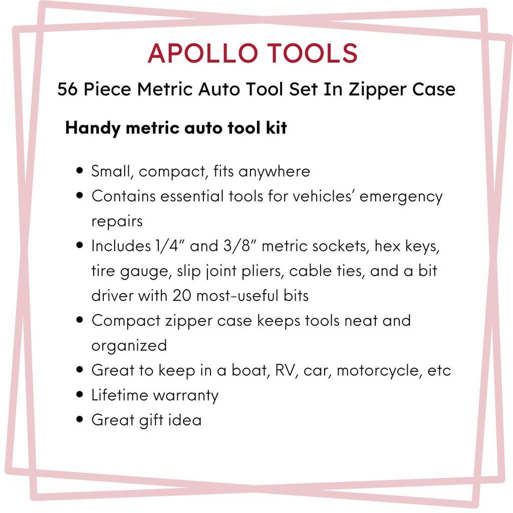 56 Piece Metric Auto Tool Set In Zipper Case - DT9775