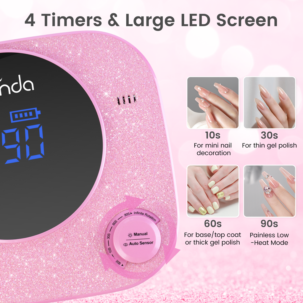 Crown™ V2 Bling Nail Lamp - Pink - 54W Rechargeable UV/LED