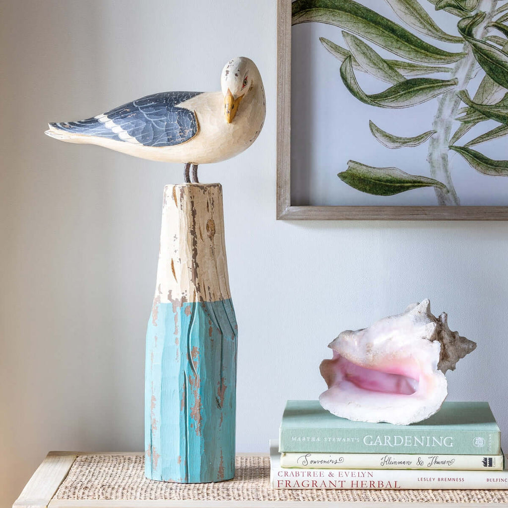 Vintage Nautical Seagull Figurine on Buoy