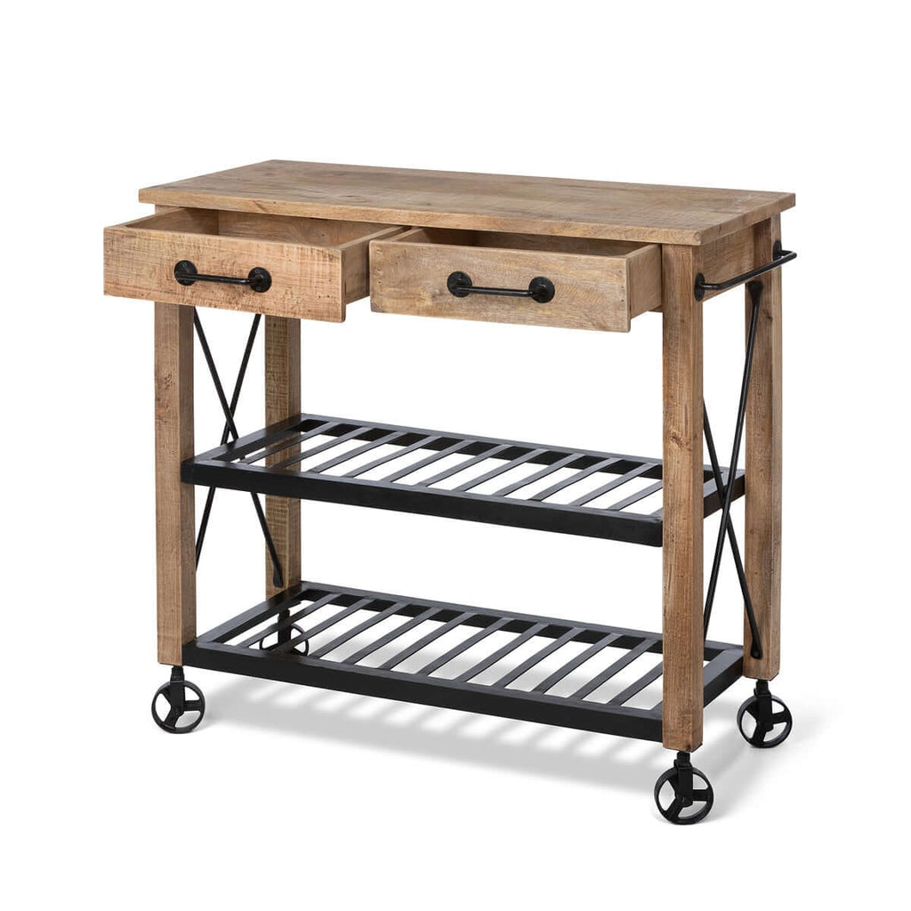 Vintage Rolling Garden Cart with Drawers