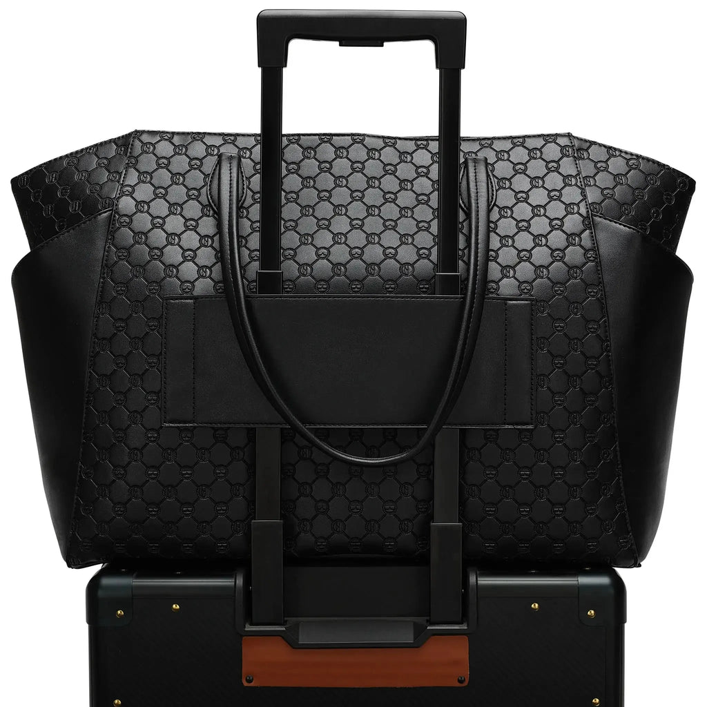 Compass 32L Vegan Leather Monogram Weekender Tote Bag