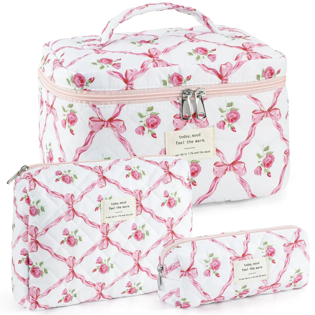 3PCS Quilted Cotton Make Up Bag