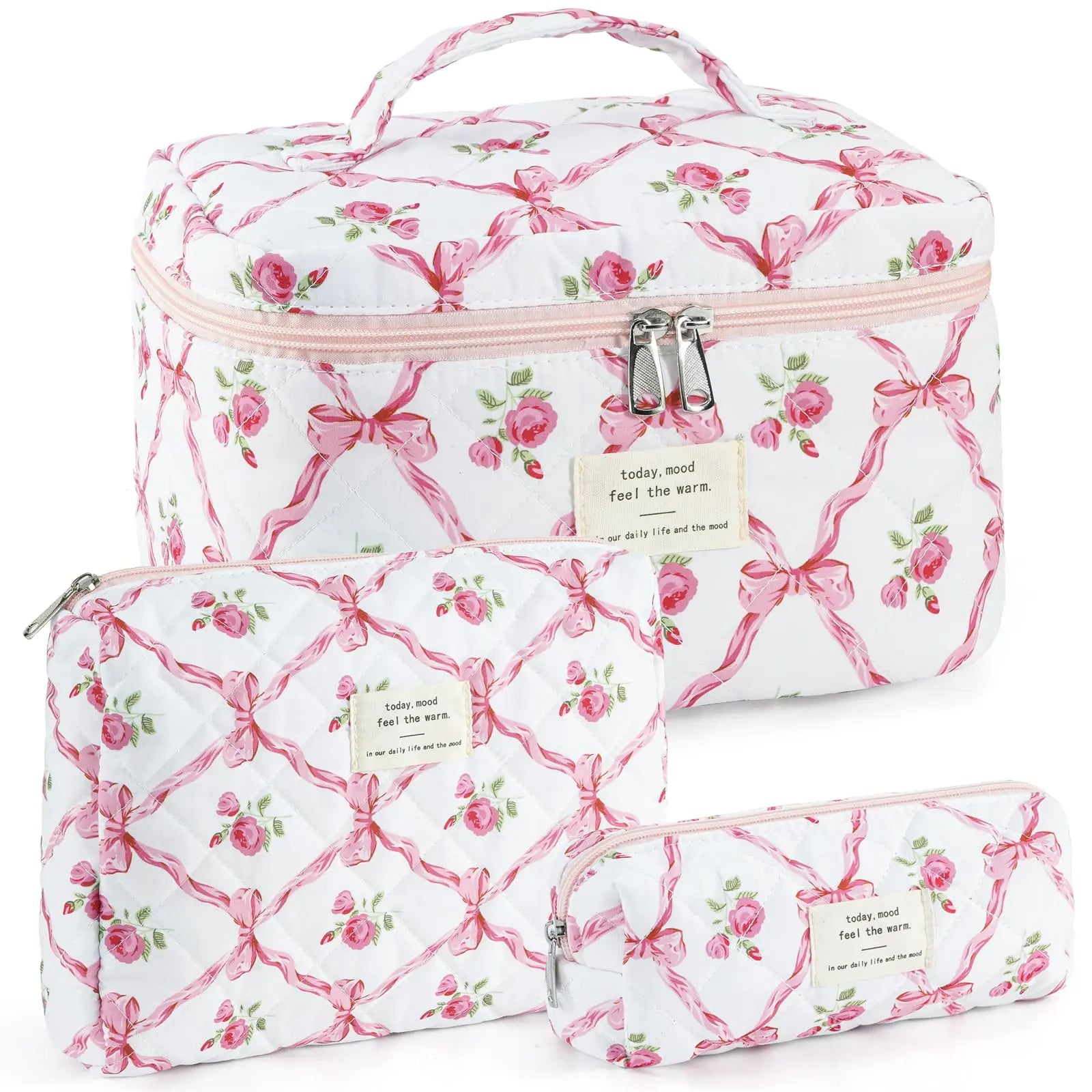 3PCS Quilted Cotton Make Up Bag
