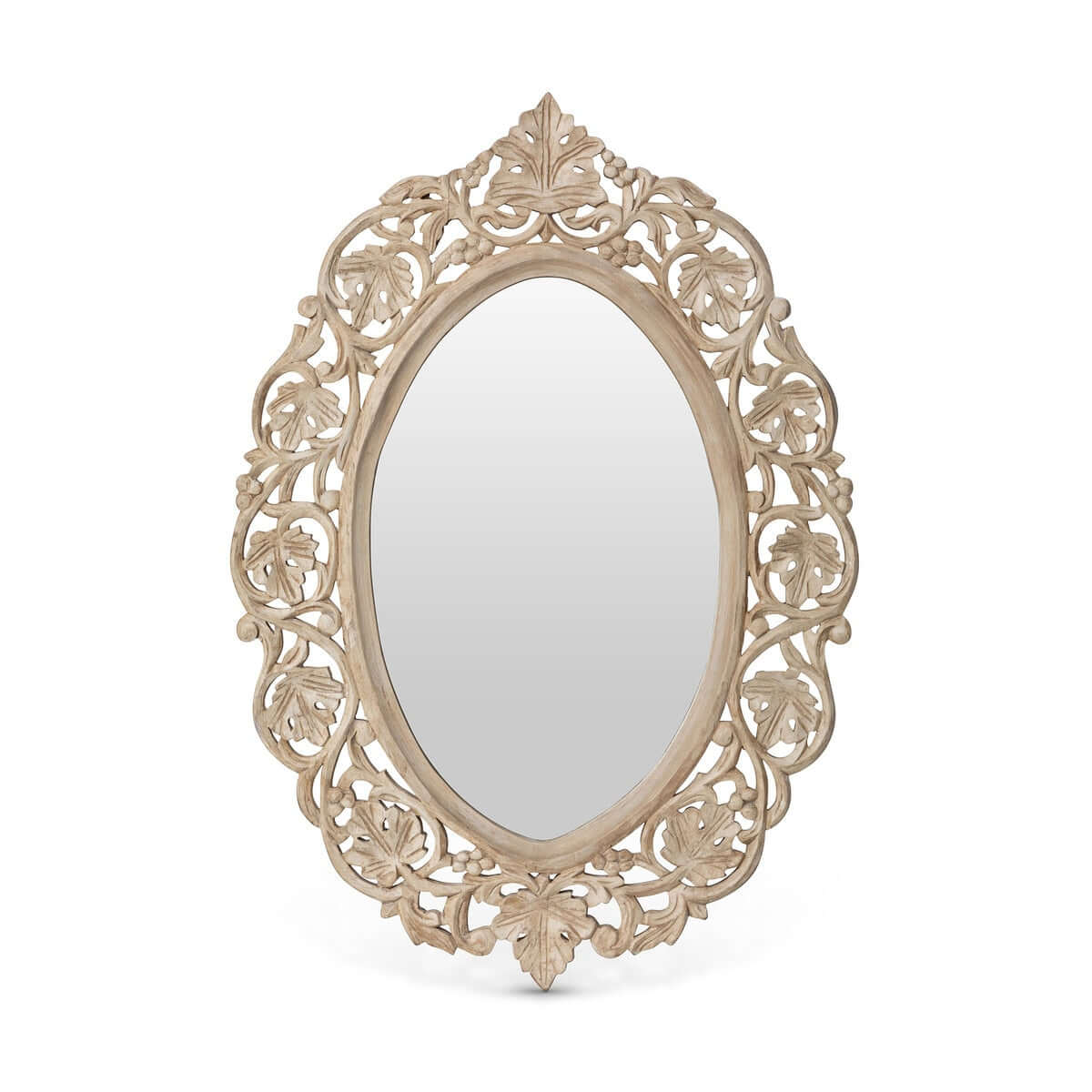 Vintage Hand Carved Wood Wall Mirror