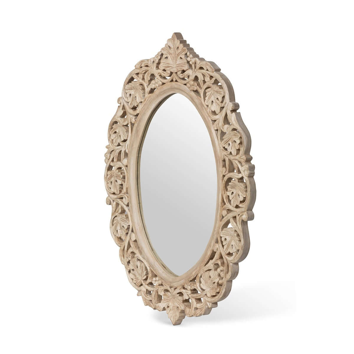 Vintage Hand Carved Wood Wall Mirror