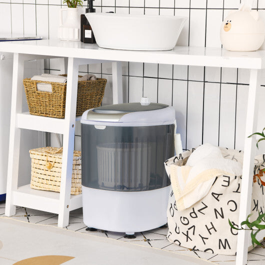 Portable Mini Washing Machine Semi-Automatic Washer and Spinner Combo with Single Tub-Gray - Color: Gray