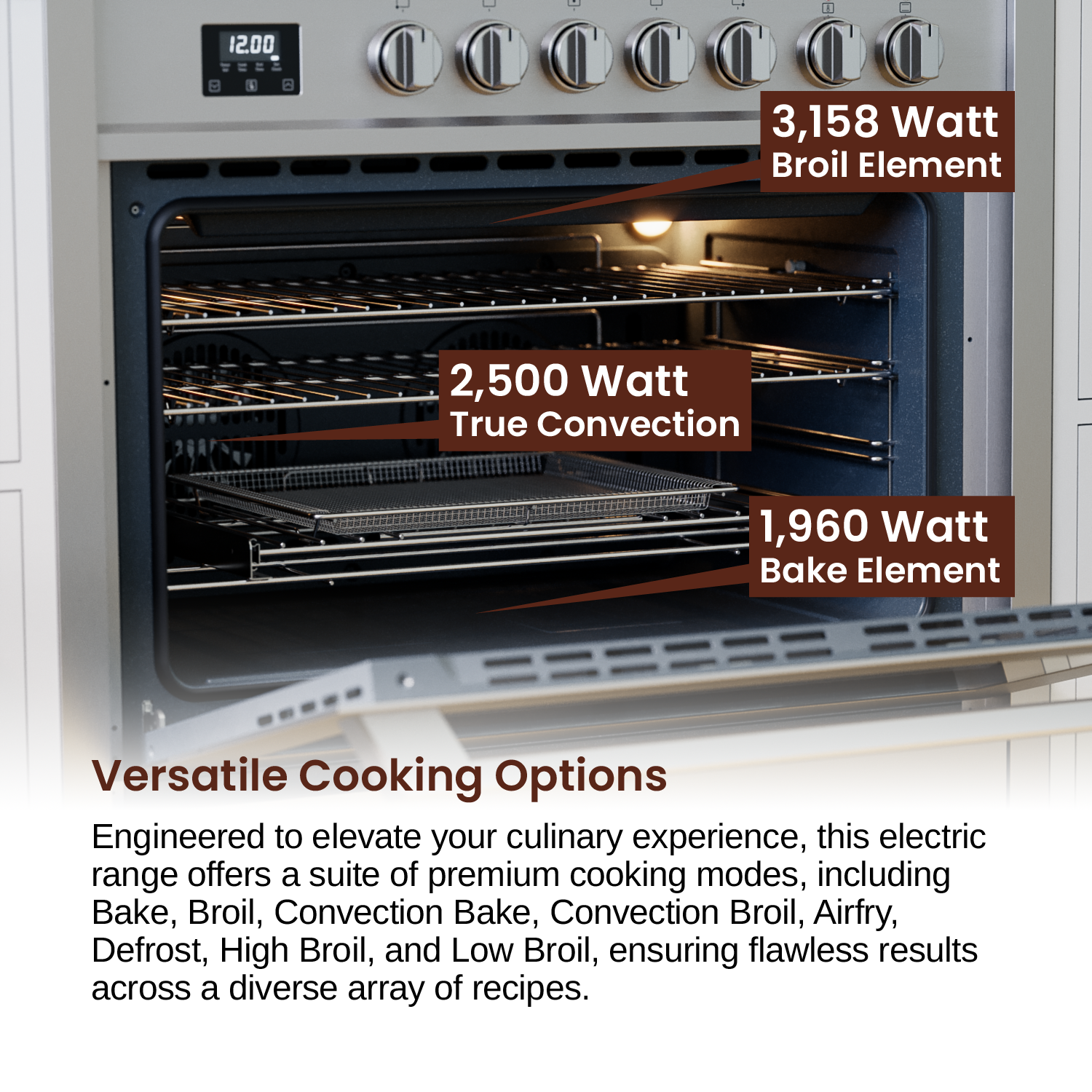 Rangaire 36" Electric Range Convection Oven Freestanding Stainless Steel RRE361TS