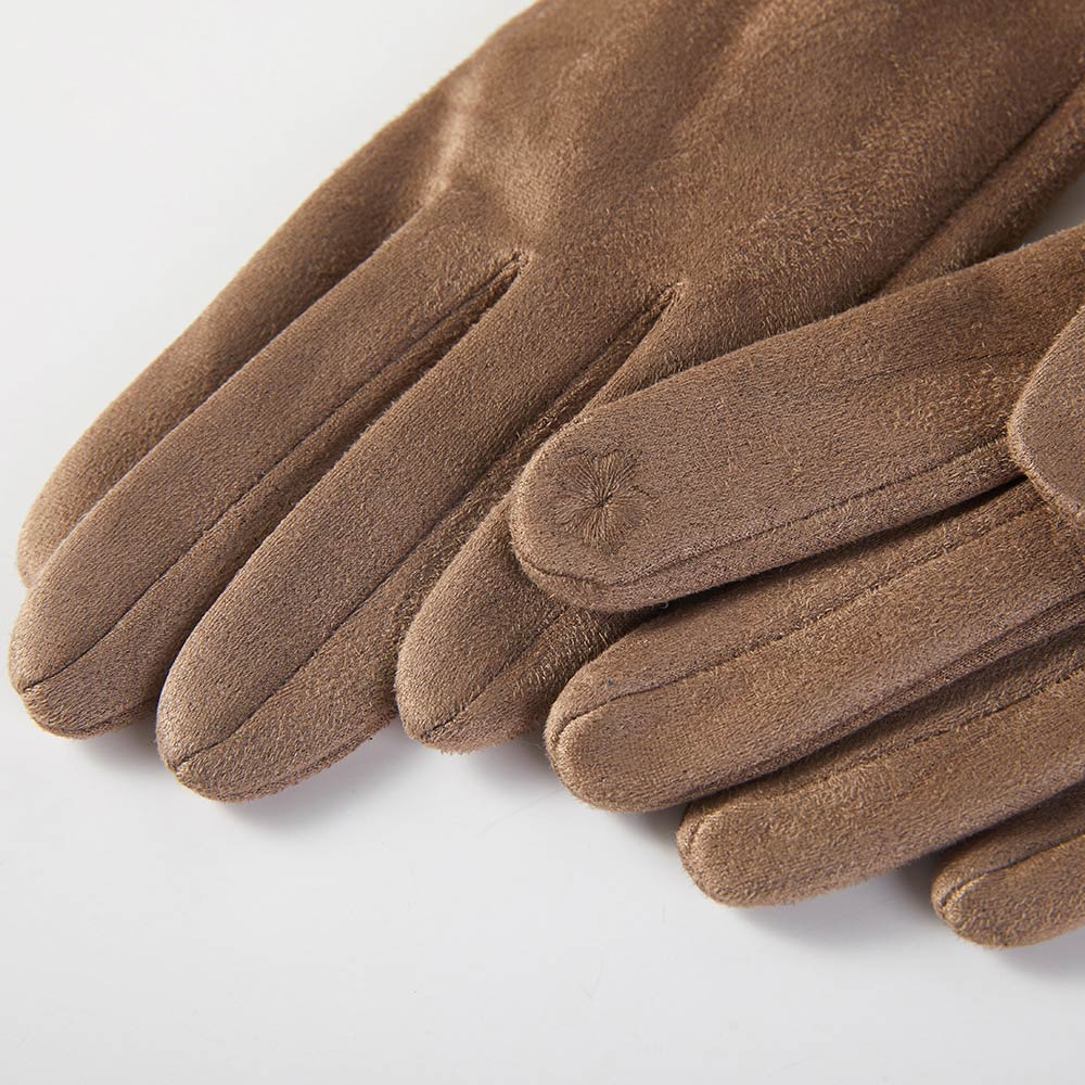 Leopard Faux Fur Wrist Trim Smart Touch Winter Gloves