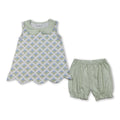 Sleeveless floral scallop tunic plaid shorts girls outfits