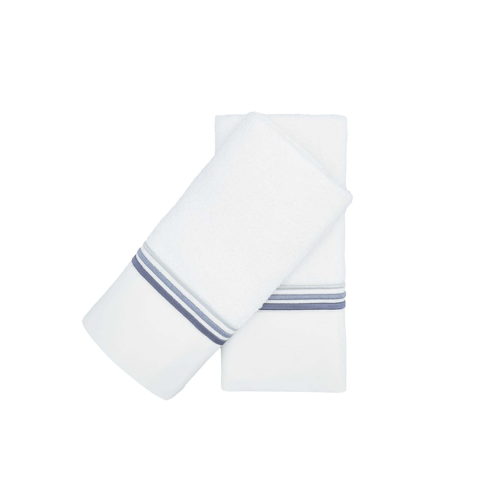 Guest Towels With Gray Stripe French Borders Set of 2