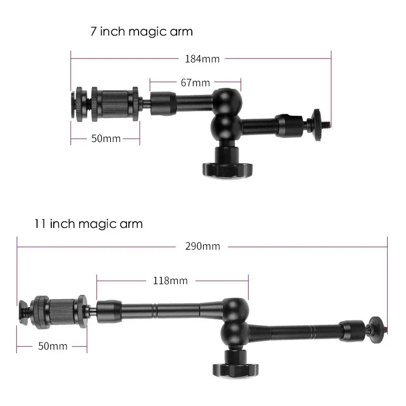 Super Clamp 7/11 inches Adjustable Magic Articulated Arm for Mounting HDMI Monitor LED Light LCD Video Camera Flash Camera DSLR