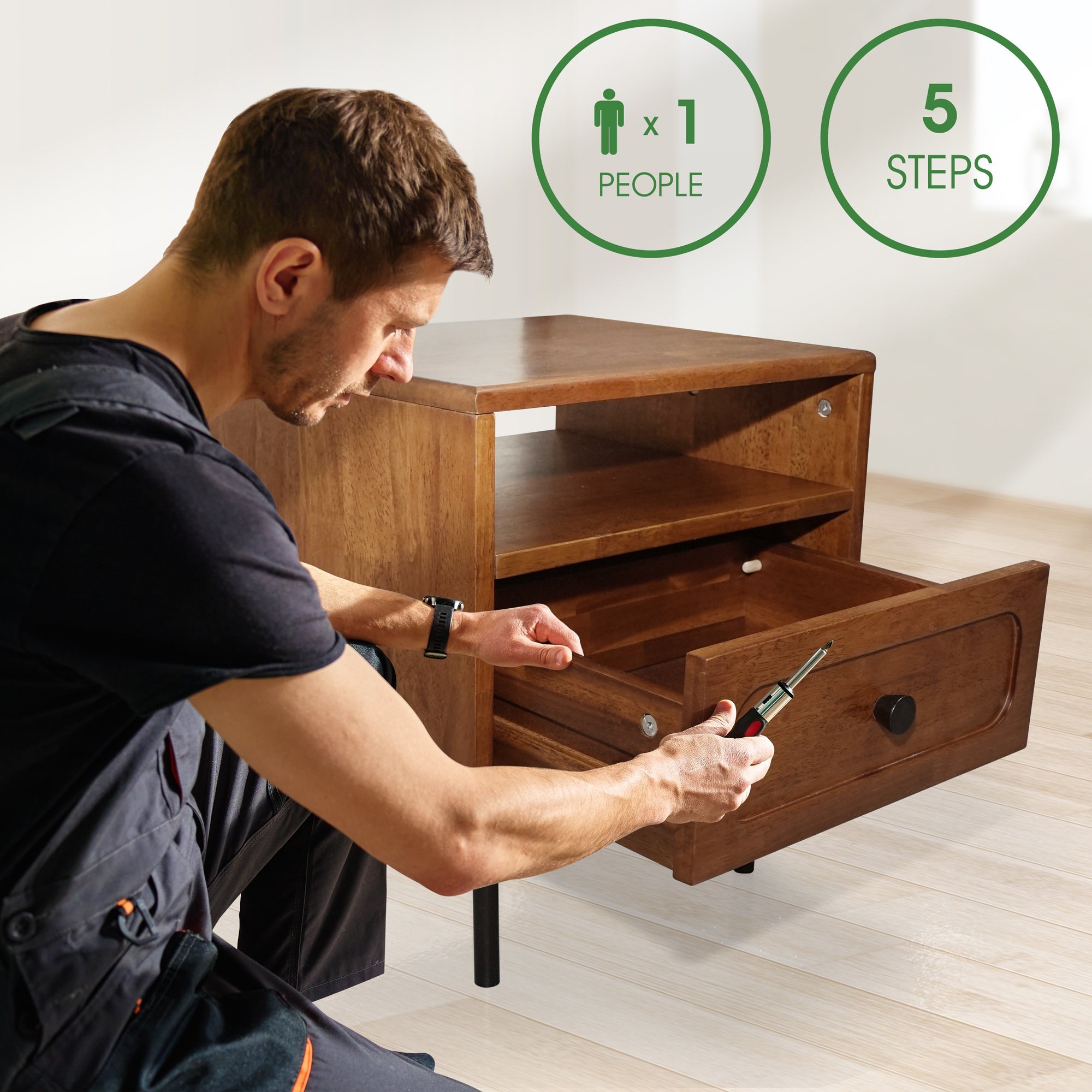 Savana Solid Wood Single-Drawer Nightstand