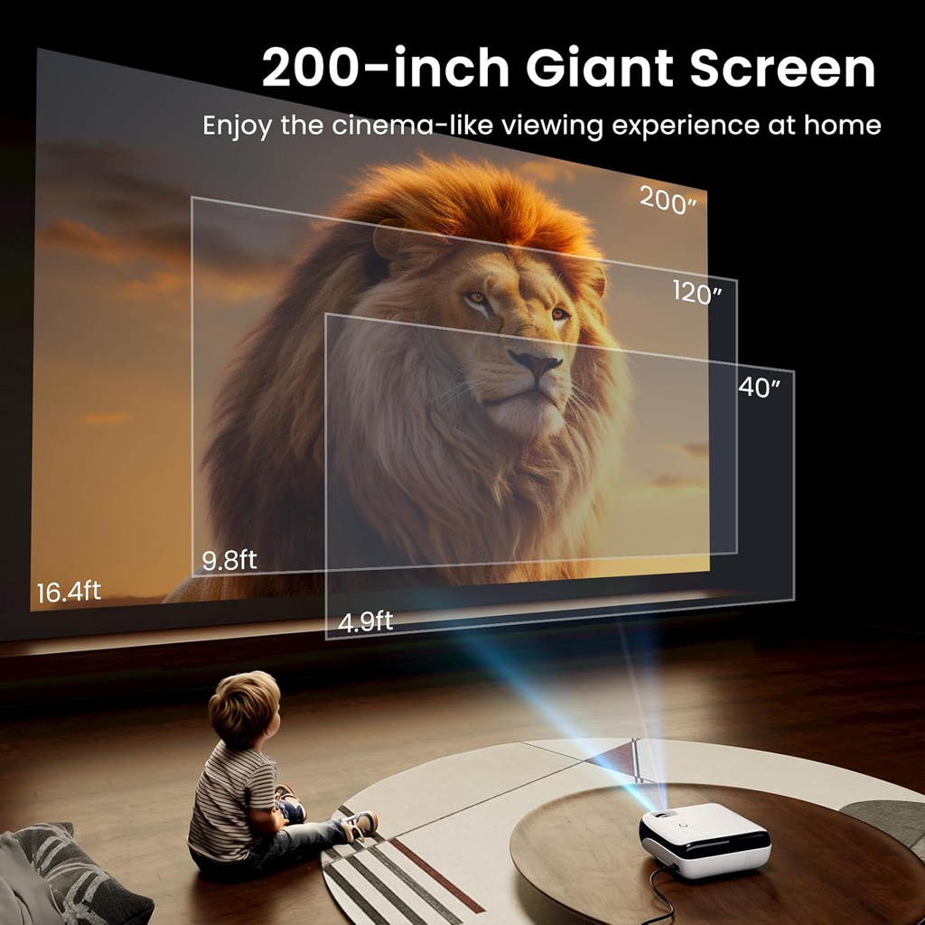 HAPPRUN Native 1080P Projector, Bluetooth Home Theater Movie Projector with Built-In Speaker, Compatible with Smartphone, HDMI, Fire Stick, PS5, Indoor & Outdoor Use - without Google TV System