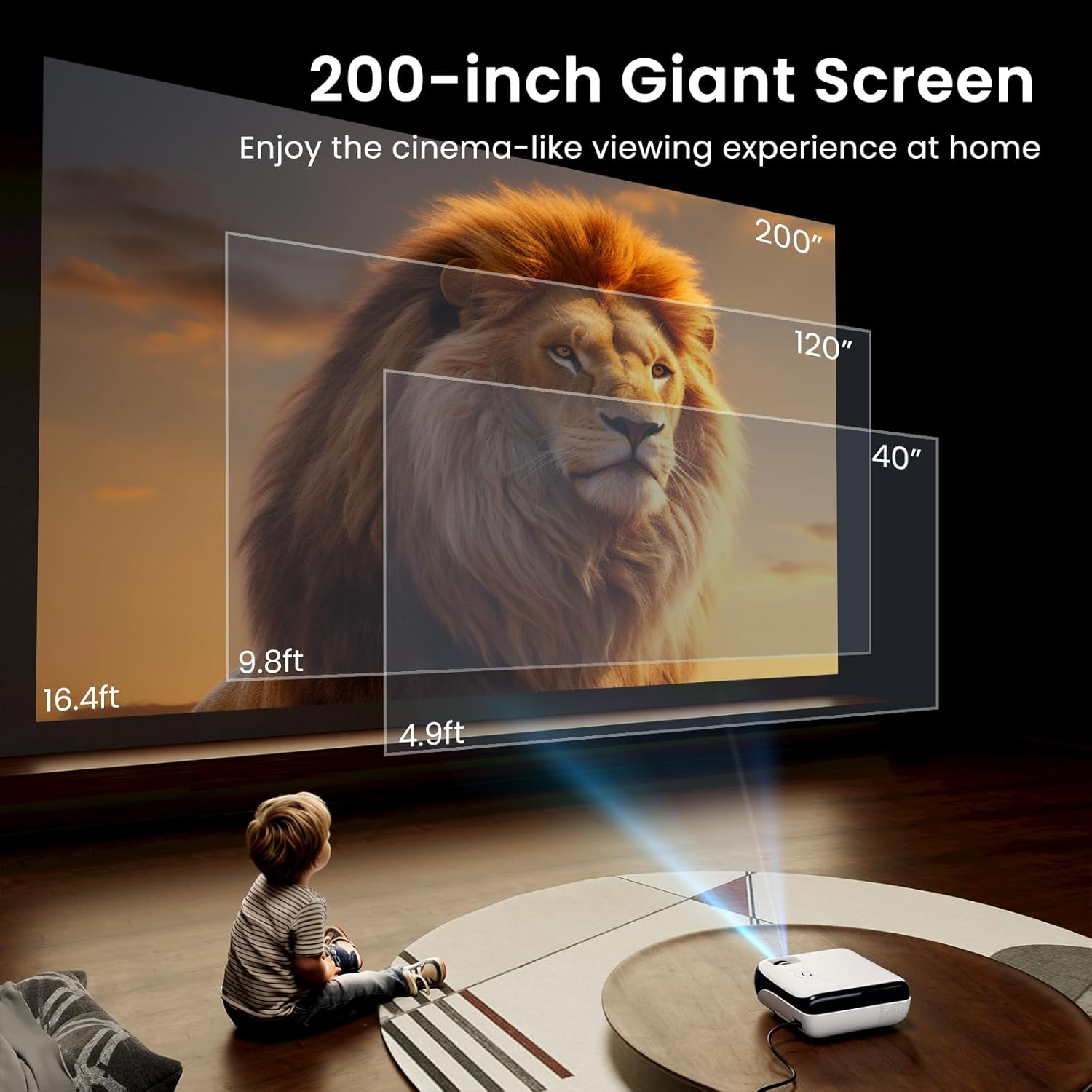 HAPPRUN Native 1080P Projector, Bluetooth Home Theater Movie Projector with Built-In Speaker, Compatible with Smartphone, HDMI, Fire Stick, PS5, Indoor & Outdoor Use - without Google TV System