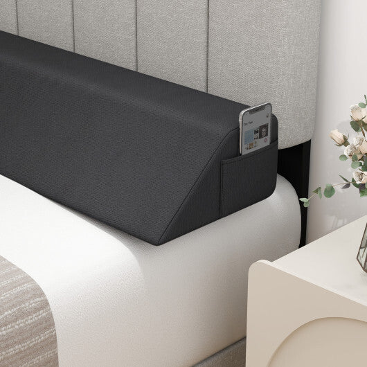 Bed Wedge Pillow with Storage Bag-Twin Size - Color: Gray - Size: Twin Size