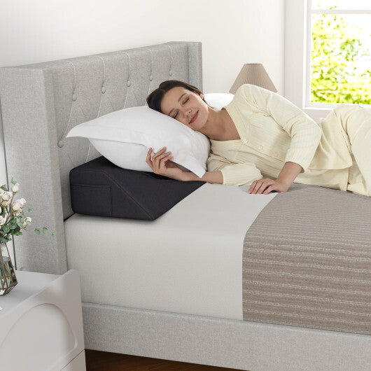 Bed Wedge Pillow with Storage Bag-Twin Size - Color: Gray - Size: Twin Size