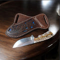 Handmade Cowboy Belt Knife – Rasp Steel Blade with Pine Cone Handle & Leather Sheath