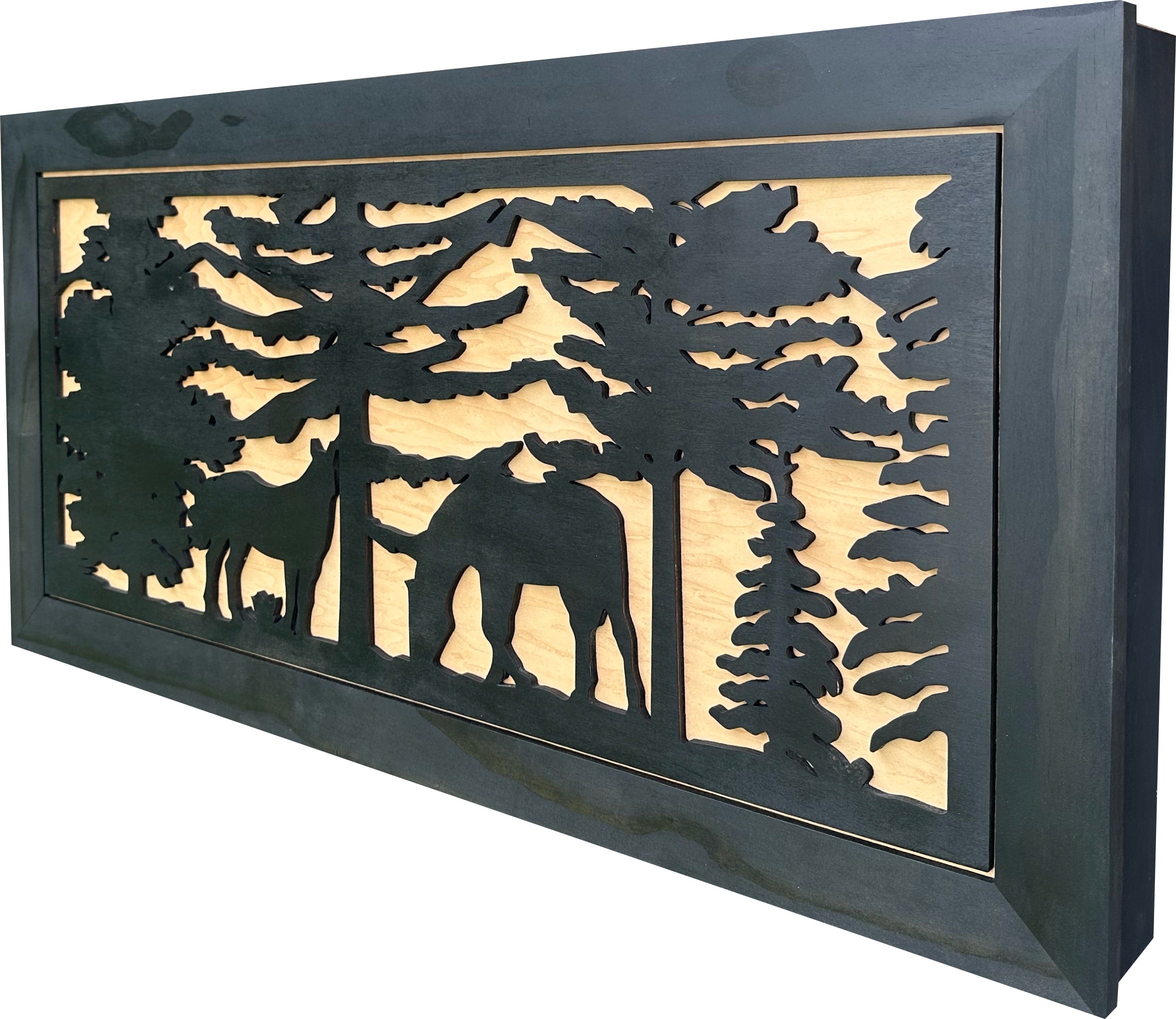 Horses Grazing Gun Concealment Decor - Handcrafted Wooden Gun Cabinets - Gun Shelf Hidden Storage for Rifles, Shotguns, & Handguns - Quick Access Hidden Wall Safe (Extra Large)