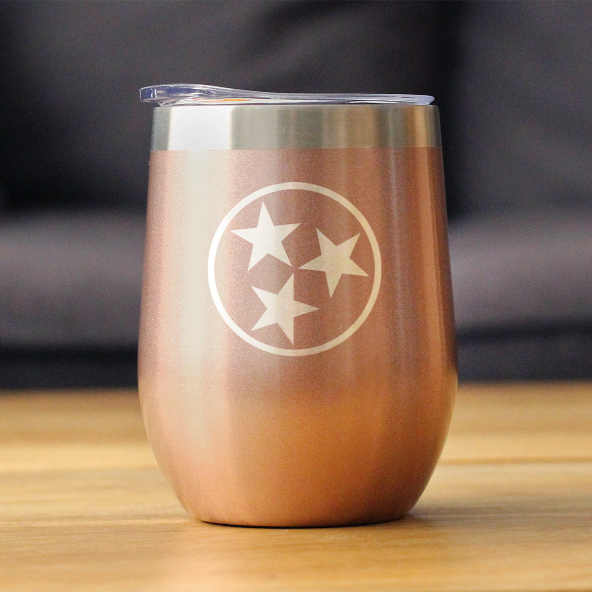 Flag of Tennessee - Wine Tumbler Glass with Sliding Lid - Stainless Steel Insulated Mug - Tennessee Gifts for Women and Men Tennesseans