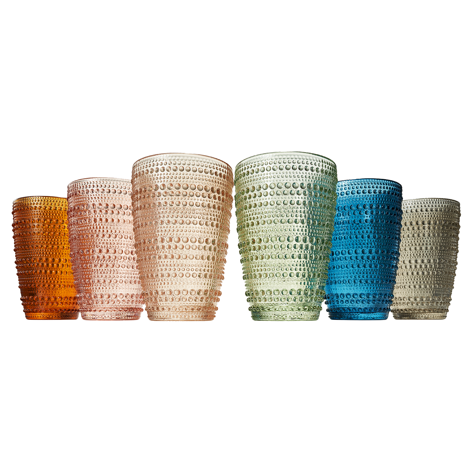 Tonal Hobnail Highball Glassware, Set of 6